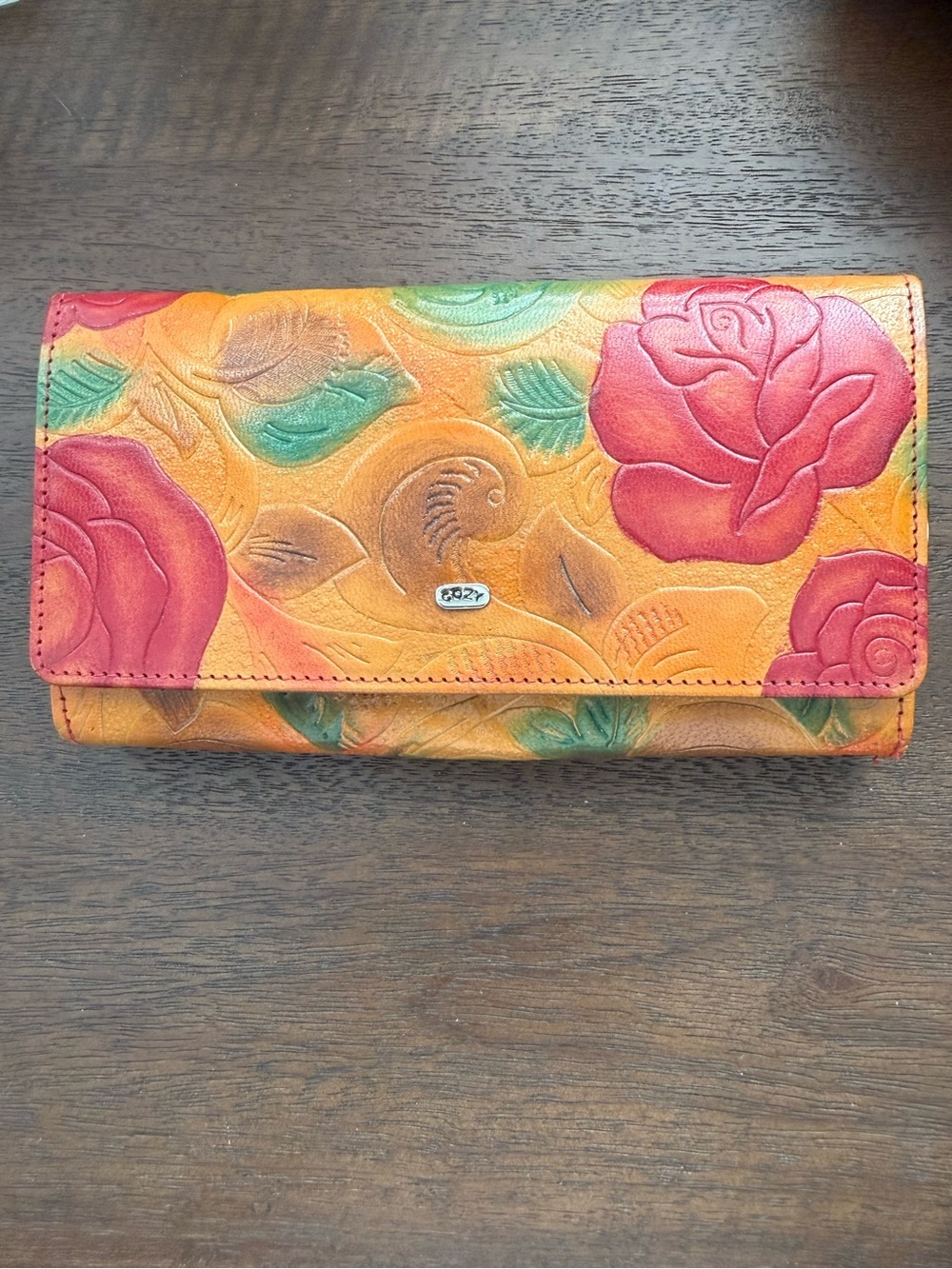 Genuine leather embossed multicolored large wallet by Cozy - Picture 2 of 11